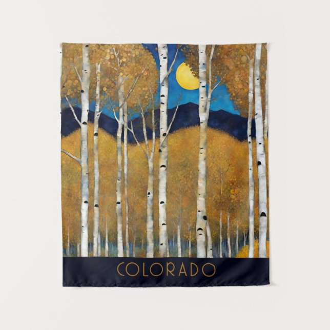 Modern Blue Mountain Nature Wall Tapestry (Front)
