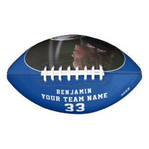 Modern Blue Name Number Team Photo Football