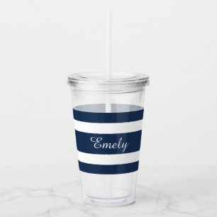 Modern Blue Name Script Acrylic Tumbler