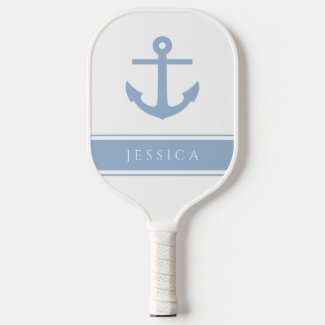 Modern Blue Nautical Anchor Custom Name 