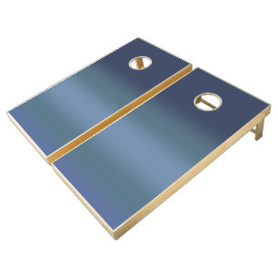 Modern blue navy gradient Watercolor galaxy  Cornhole Set