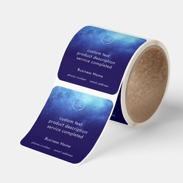 Modern Blue Nebula Custom Text Add Business Logo Square Sticker (Roll)