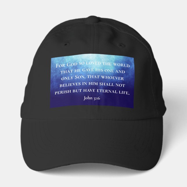 Modern Blue Nebula John 3:16 Bible Scripture Performance Cap (Front)