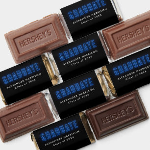 Modern Blue Neon Lettering Graduation Hershey's Miniatures