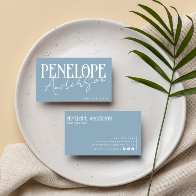 Modern Blue Neutral Boho | Elegant Unique Trendy  Business Card (Creator Uploaded)