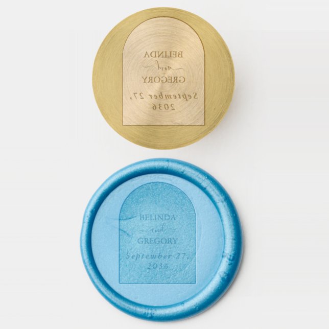 Modern Blue Ocean Beach Wedding Wax Seal Stamp (Stamped)