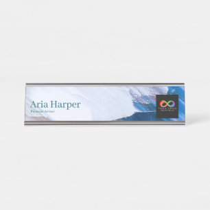 Modern Blue Ocean Ripple Custom Financial Advisor  Desk Name Plate