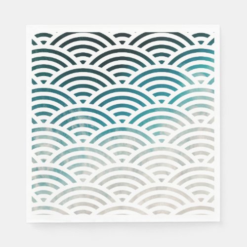 Modern Blue Ocean  Sand Geometric Pattern Summer  Napkins