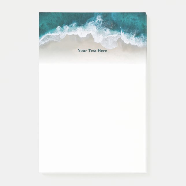 Modern Blue ocean wave Personalized Post-it Notes (Front)