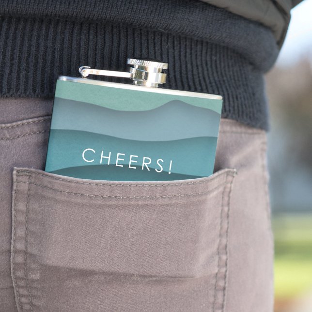 Modern Blue Ocean Waves Coastal Flask (Creator Uploaded)