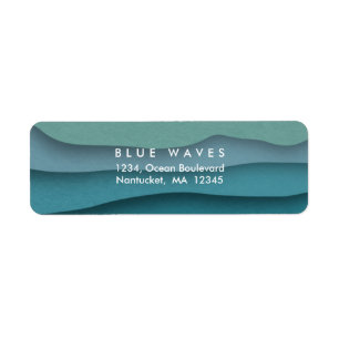 Modern Blue Ocean Waves Label