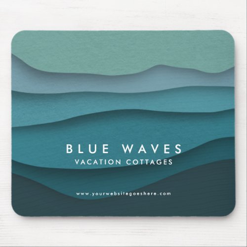 Modern Blue Ocean Waves Mouse Pad