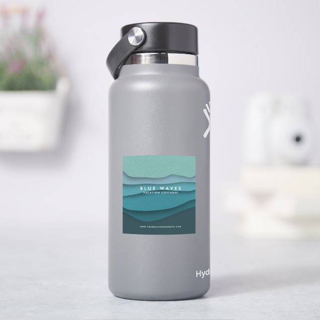 Modern Blue Ocean Waves Sticker (HydroFlask)