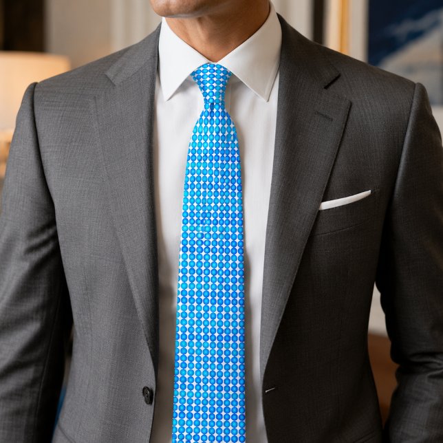 Modern Blue Octagon Pattern Neck Tie (Creator Uploaded)