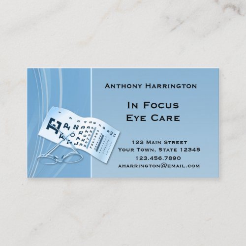 Modern Blue Optometrist Business Card