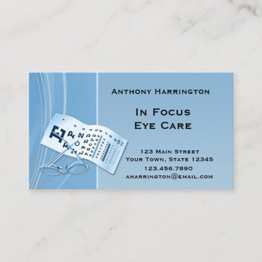 Customizable Modern Blue Optometrist Business Card Templates