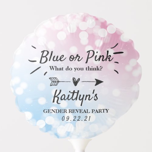 Modern Blue Or Pink Gender Reveal Party Balloon