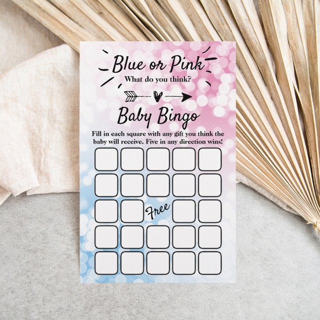 Modern Blue Or Pink? Gender Reveal Party Bingo (Creator Uploaded)
