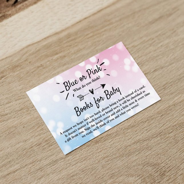 Modern Blue Or Pink? Gender Reveal Party Book Enclosure Card (Creator Uploaded)