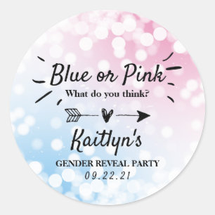 Modern Blue Or Pink? Gender Reveal Party Classic Round Sticker