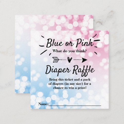 Modern Blue Or Pink Gender Reveal Party Diaper Enclosure Card
