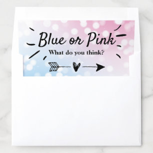 Modern Blue Or Pink? Gender Reveal Party Envelope Liner