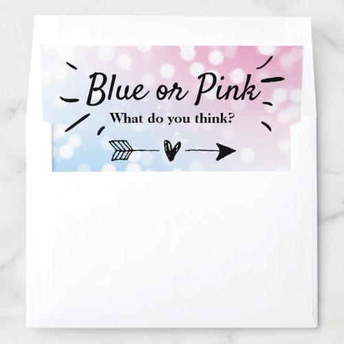 Modern Blue Or Pink Gender Reveal Party Envelope Liner