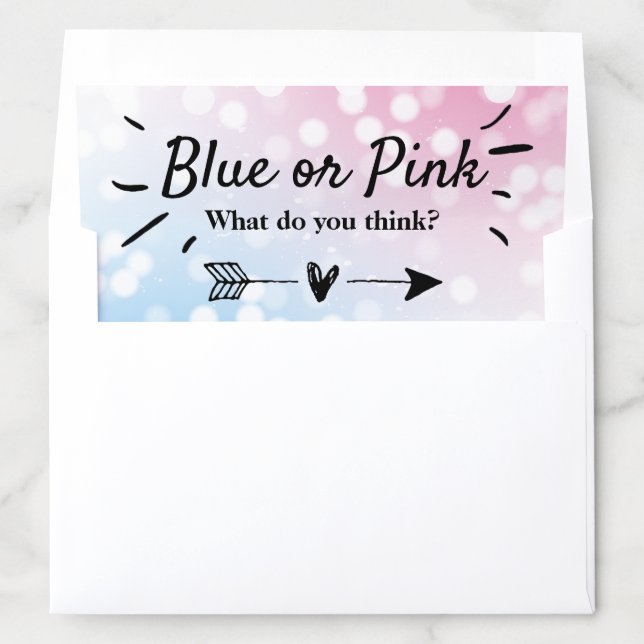 Modern Blue Or Pink? Gender Reveal Party Envelope Liner (In Envelope)