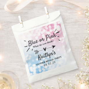 Modern Blue Or Pink? Gender Reveal Party Favor Bag