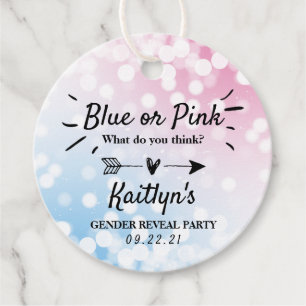 Modern Blue Or Pink? Gender Reveal Party Favor Tags