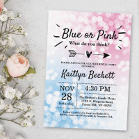 Modern Blue Or Pink? Gender Reveal Party Invitation