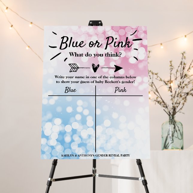 Modern Blue Or Pink? Gender Reveal Party Voting Foam Board (In Situ (Stand))