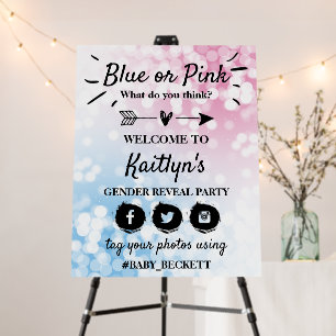 Modern Blue Or Pink? Gender Reveal Party Welcome Foam Board
