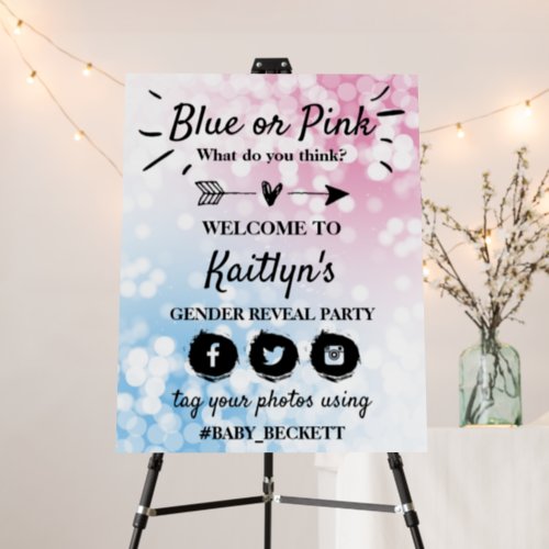 Modern Blue Or Pink Gender Reveal Party Welcome Foam Board