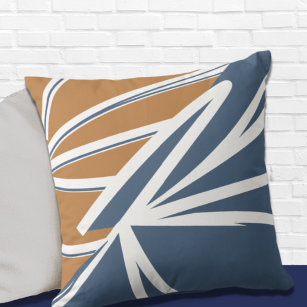  Modern Blue Orange Color Block Throw Pillow