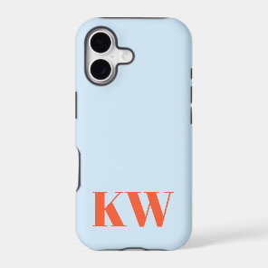 Modern Blue Orange Monogram Initials Personalized iPhone 17 Case