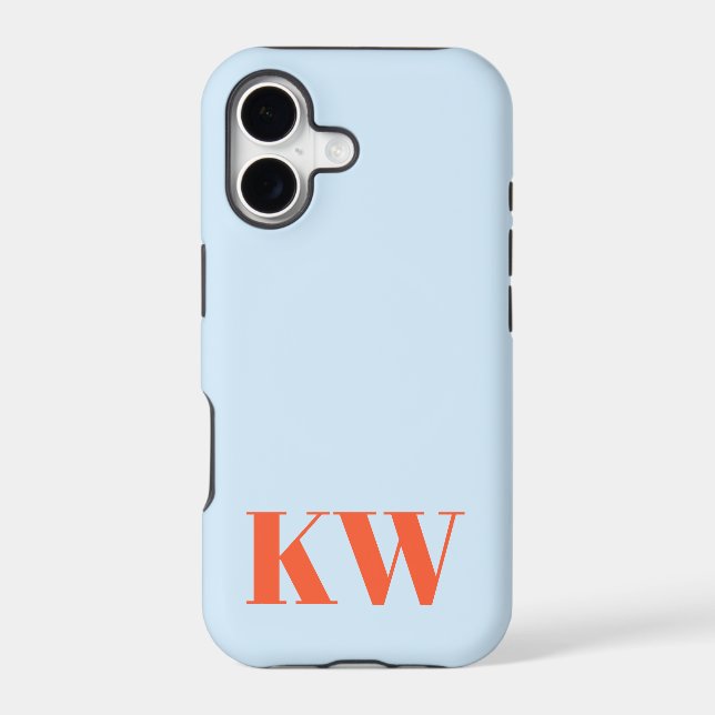 Modern Blue Orange Monogram Initials Personalized Case-Mate iPhone Case (Back)