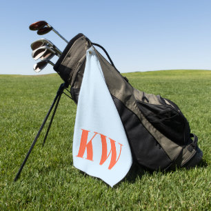 Modern Blue Orange Monogram Initials Personalized Golf Towel