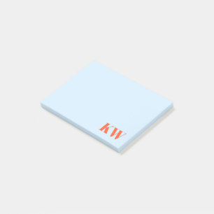 Modern Blue Orange Monogram Initials Personalized Post-it Notes