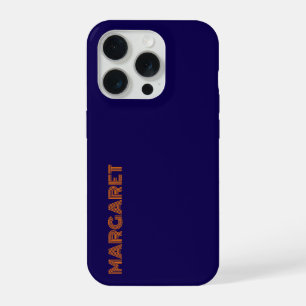 Modern blue &orange personalized name Phone Case