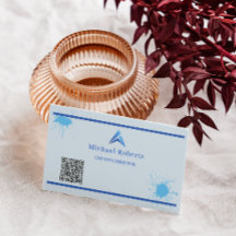 Modern Blue Paint Splash Creative with QR Code