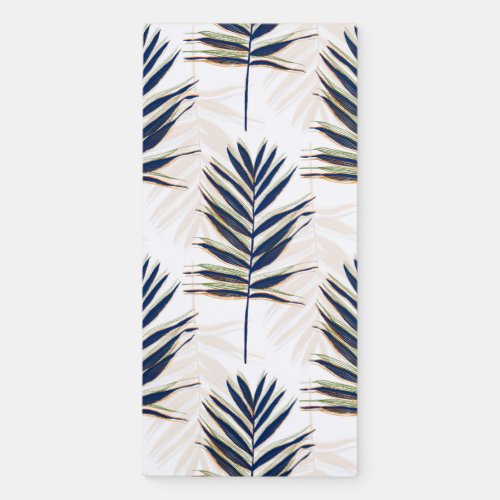 Modern Blue Palm Leaves Gold Strokes White Design Magnetic Notepad