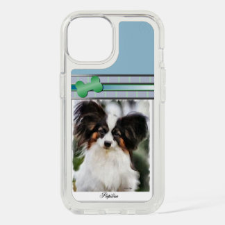 Modern Blue Papillon Dog Art iPhone 15 Case