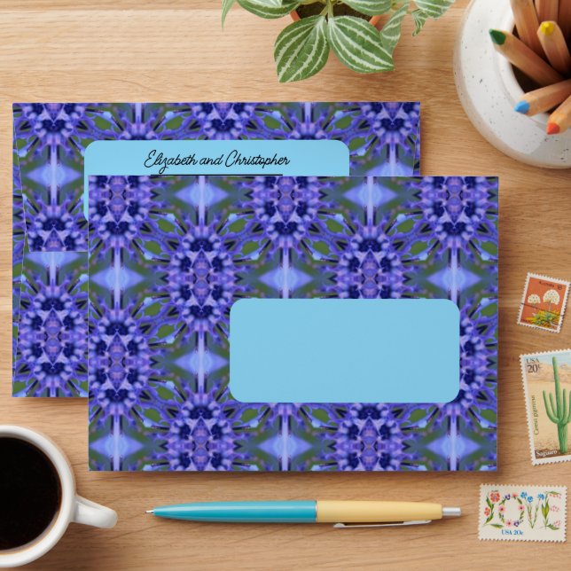 Modern Blue Pattern Custom Return Address Envelope (Desk)