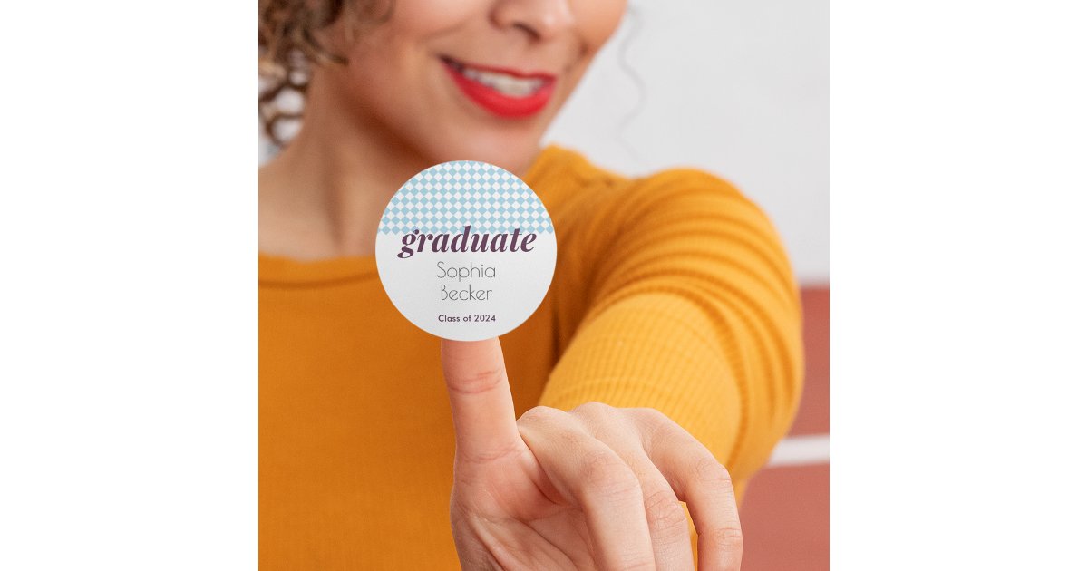 Modern Blue Pattern Graduation Classic Round Sticker | Zazzle