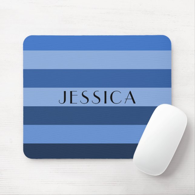 Modern Blue Pattern Name Mouse Pad (With Mouse)