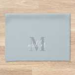 Modern Blue Personalized Family Name Monogram Kitchen Towel<br><div class="desc">Custom-designed modern blue kitchen hand towel featuring personalized family name monogram in modern hand calligraphy.</div>