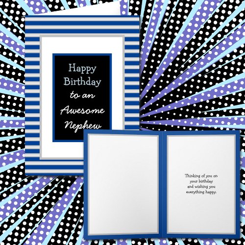 Modern Blue  Personalized Happy Birthday Nephew   Card