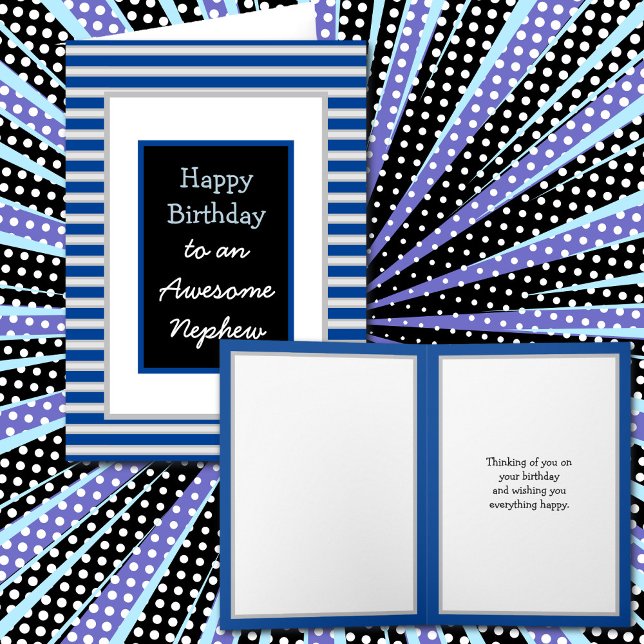 Modern Blue  Personalized Happy Birthday Nephew   Card (Creator Uploaded)