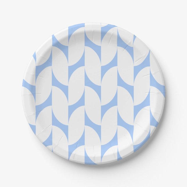 Modern Blue Petal Stripe Paper Plates (Front)